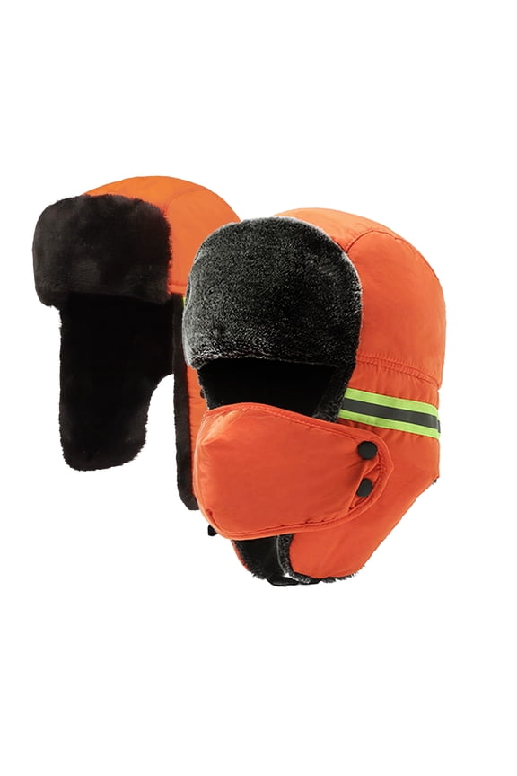 2 Pcs Reflective Trapper Hat for Men Ski Fur Windproof Safety Winter Hat High Visibility Hat with Ear Flap Face Mask