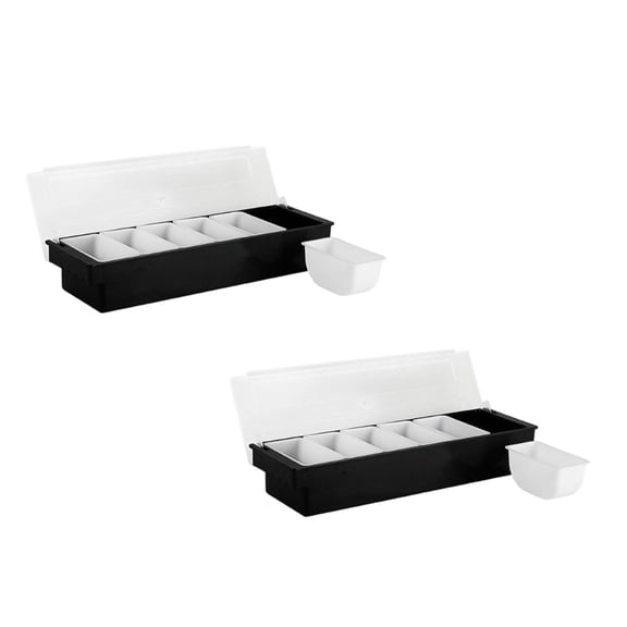 2 Pcs Refrigerated Condiment Tray, Fridge Organizer Storage Rack for Jars Bottles, Fruit Veggie Caddy with Lid, Dispenser Tray for Bartending Serving Taco Salad Bar, Kitchen Restaurant, 19.5"