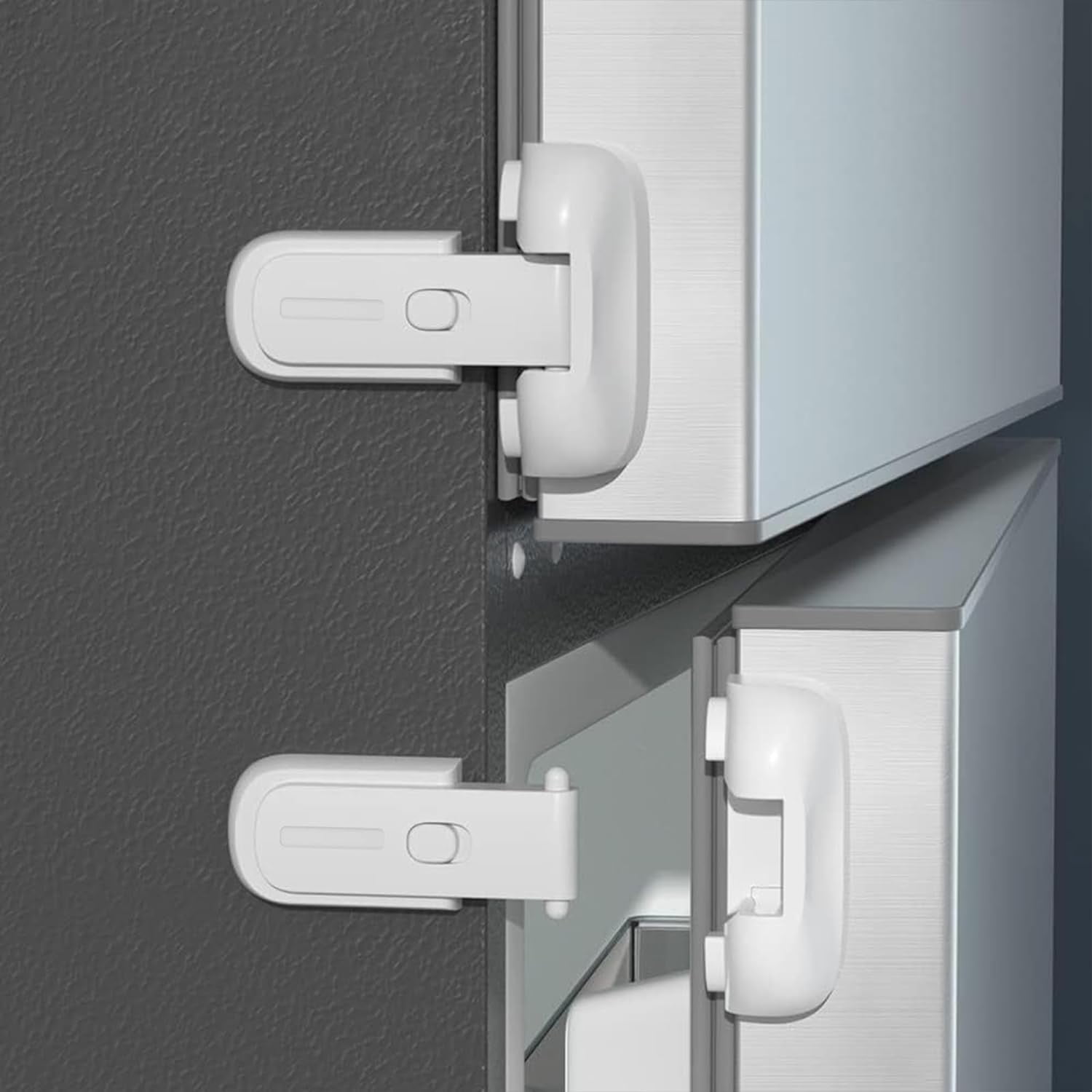2 Pcs Refrigerator Fridge Locks for Children, Safety Latch Catch Lock, Child Proof Freezer Door
