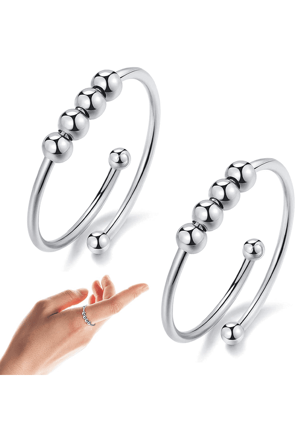 2 Pcs Relief Anxiety Ring, Relieve Stress Rings for Women and Men