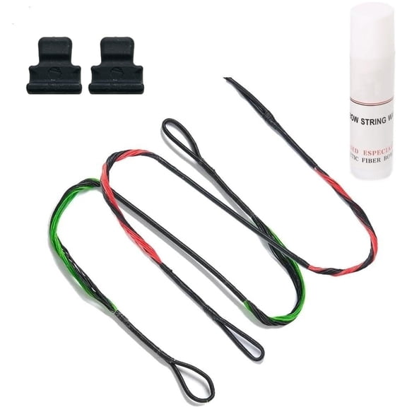 2 Pcs Replacement 16.9Inch Crossbow String for 50-80 lbs. Pistol Crossbows Red/Green and 2Pcs Bow Cap Height 3mm