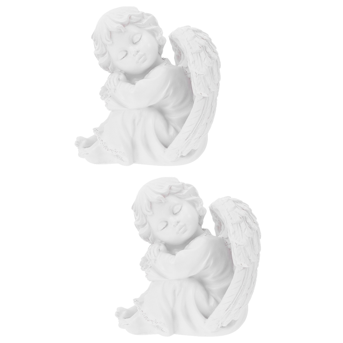 2 Pcs Resin Ornament Desktop Angel Decor Holder E14 Socket Grout Mother ...