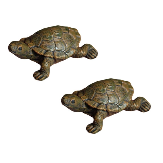 2 Pcs Resin Simulated Turtle, Turtle Statuary, Turtle Outdoor Statue Tortoise Garden Figurine Home Decor Sculpture Ornament 2.76 x 2.2"