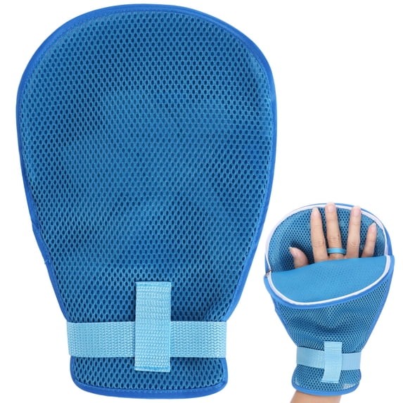 2 Pcs Restraint Gloves, Elderly Anti-Scratch Mitts with Zipper Opening, Extended Straps, Finger Loops, Anti-Scratch Board, Hand Gloves Protector to Prevent Scratching, 6.7x10.6 in