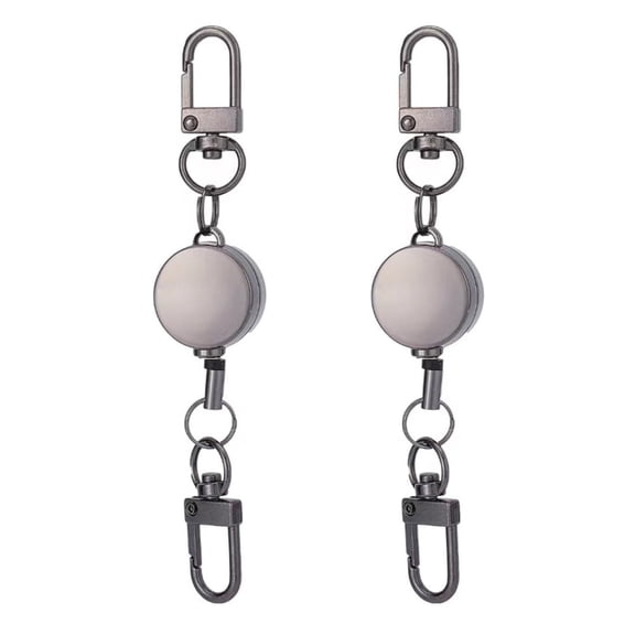 2 Pcs Retractable Keychain Carabiner Badge Holder Retractable Badge Reel ID Holder Extendable Key Ring Key Holder