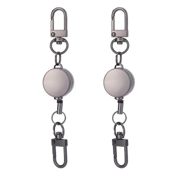 2 Pcs Retractable Keychain Carabiner Badge Holder Retractable Badge Reel ID Holder Extendable Key Ring Key Holder