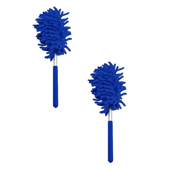 2 Pcs Retractable Long-Reach Washable Duster for Cleaning, Microfiber Hand Duster Brush with Telescoping Pole for Cleaning Car, Window, Furniture, 10-29 Inch, Dark Blue