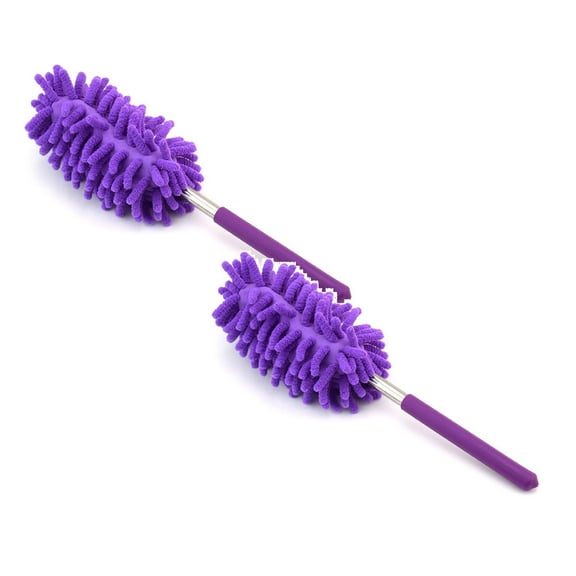 2 Pcs Retractable Long-Reach Washable Duster for Cleaning, Microfiber Hand Duster Brush with Telescoping Pole for Cleaning Car, Window, Furniture, Office, 10-29 Inch, Purple