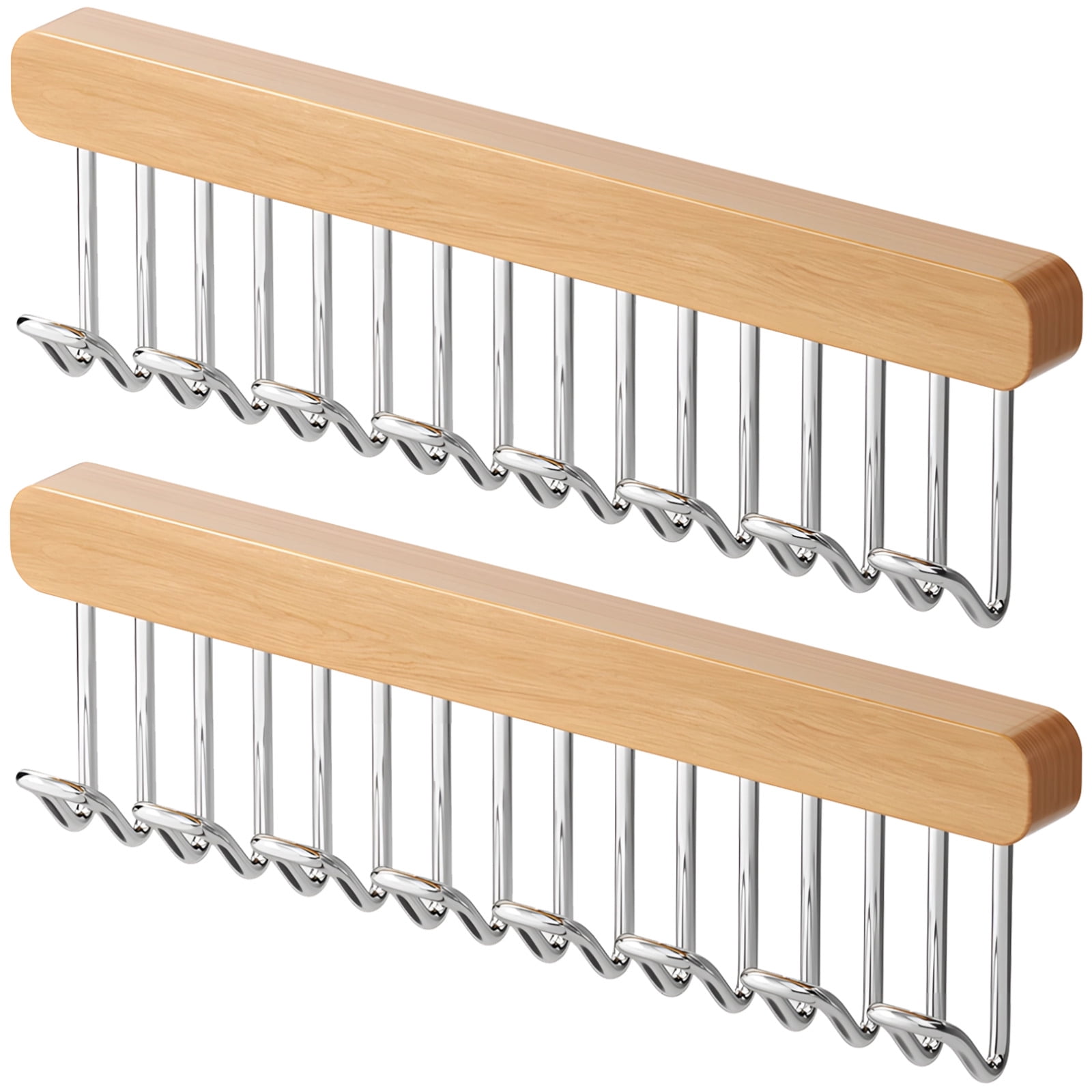 2 Pcs Retractable Valet Rods, Pull Out Clothes Hangers, Wooden Closet
