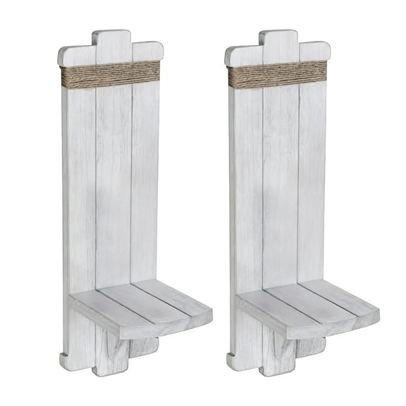 2 Pcs Retro Candle Holder Wall Ornament, Wooden Wall-Mount Candle Holders With Floating Shelves Home Decor For Fireplace Living Room