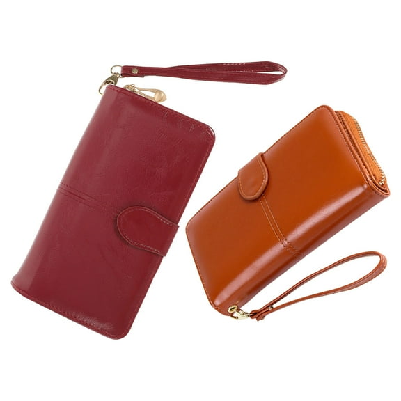 OFFIGAM 2pcs Capacity Women Pu Compact Purse With Zipper Portable Travel Wallet For Ladies Stylish Design