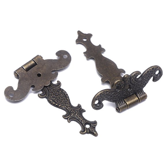 2 Pcs Retro Wooden Box Hinge Small Cabinet Hinge Zinc Alloy Decorative Hinge For Gift/Wine/Jewelry Boxes