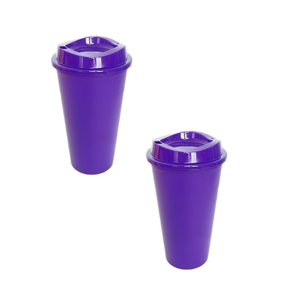 2 Pcs Reusable Coffee Cups with Lid, Plastic Travel Hot Cups Bulk Coffee Tumbler, Water Tumblers Spill Proof Travel Drinking Mugs for Hot and Cold Drinks Juice Tea