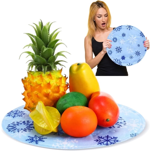 2 Pcs Reusable Freezable Ice Mat for Buffet 12 Inch Round Food Cooling Mat Table Chilled Serving Tray Charcuterie Cooler Cooling Pad for Food Cheese Deli Meat Veggie Sushi Picnics Party