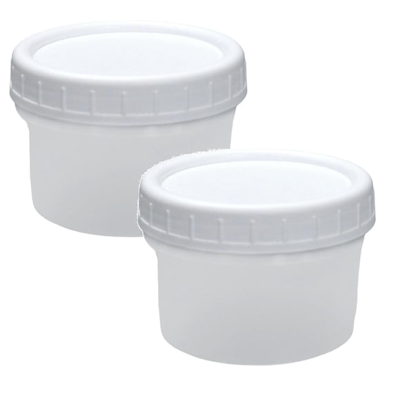 2 Pcs Reusable Plastic Jars Freezer Storage Containers with Twist Top Lids Food Storage Containers Leakproof Freezer Food Containers for Snack Puree Salad Dressing Container to Go, White 160Ml