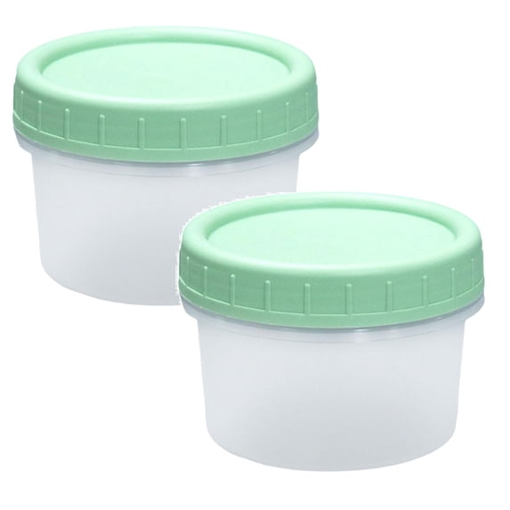 2 Pcs Reusable Plastic Jars Freezer Storage Containers with Twist Top Lids Food Storage Containers Leakproof Freezer Food Containers for Snack Puree Salad Dressing Container to Go, Green 160Ml