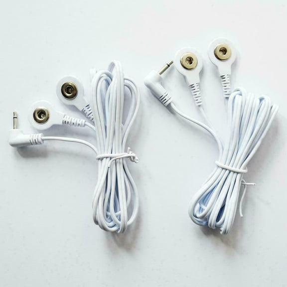 2 Pcs Reusable White Electrode Lead Cable for Digital Massager Pinook 2.5mm Plug