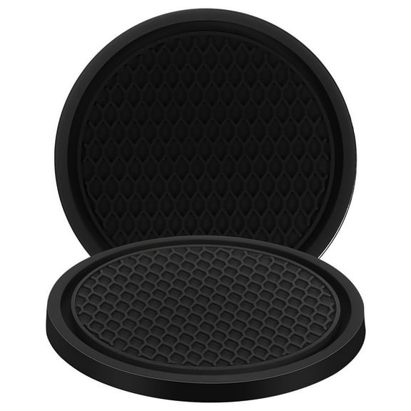 Raindrops Silicone Car Cup Holder Coaster with Anti Slip Design for Car Use Black 2pcs
