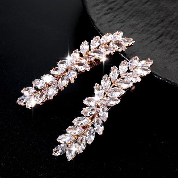 2 Pcs Rhinestone Hair Clips Women, Gold Sparkly Hair Clips, Wedding Hairs Accessories, Wedding Hairs Accessories for Women or Girls