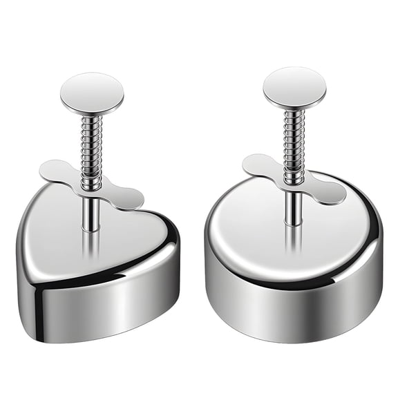 2 Pcs 304 Stainless Steel Rice Ball Maker, Heart & Round Onigiri Mold Set, Non-Stick Sushi Food Mould for Meatballs Dessert Bento