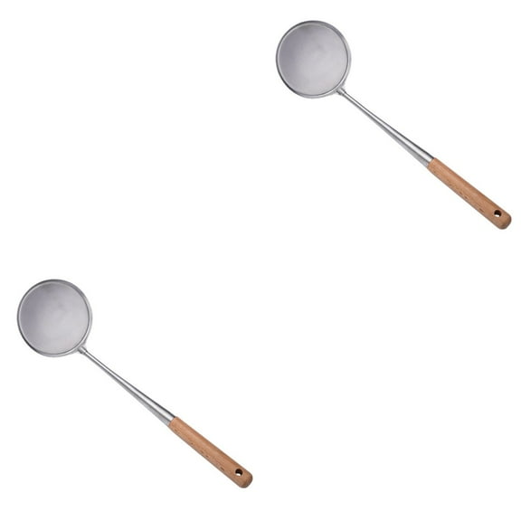 2 Pcs Rice Crust Spoon Flat Fry Oil for Cooking Work Wok Practical Fryer Frying Strainer Ladle