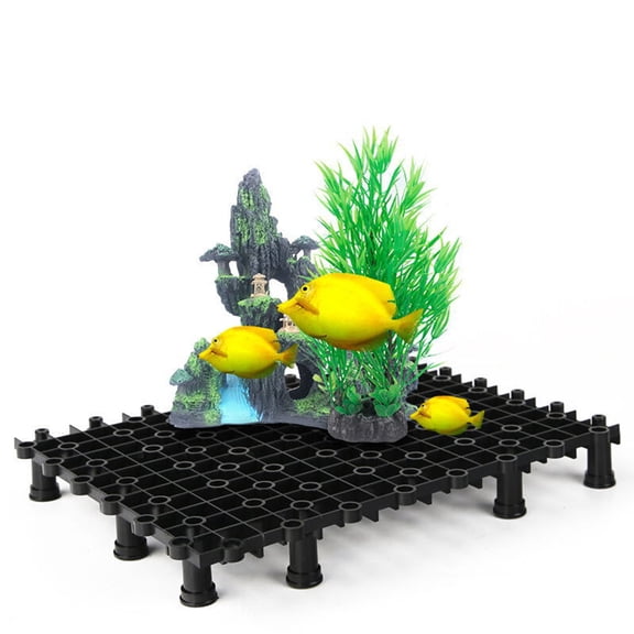 2pcs Fish Tank Bottom Filter Plate PVC Multi Function Clapboard with 8pcs Nail Black