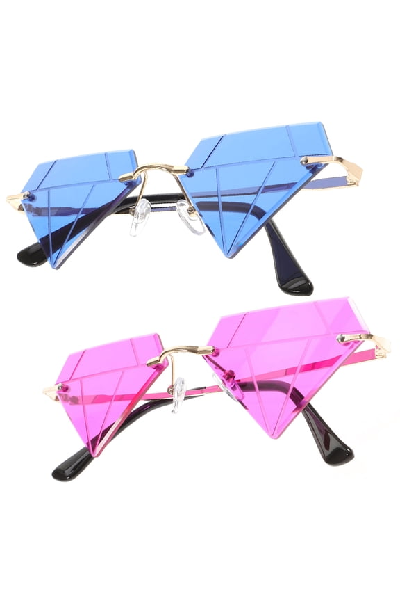 2pcs Party Sunglasses Rimless Glasses Personalized Eyeglasses for Women Men