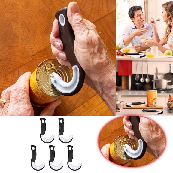 2 Pcs Ring Pull Can Opener J Hook Bottle Opener Easy Grip Pop Opener Ring-Pull Helper For Coke Sprite Beer(Black-One Size)