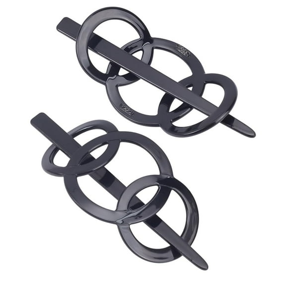 2 Pcs Ringed Hair Stick Pin Cellulose Acetate French Resin U Shaped Hairpins Hair Pins Clips Women Chignon for Thick Thin Hair 5x2.17 Black 2pcs