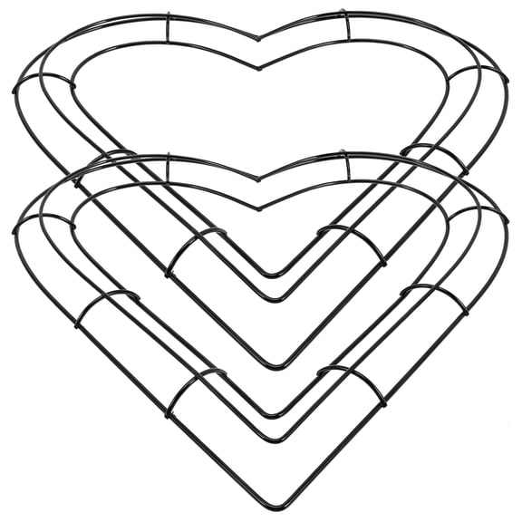 2 Pcs Rings Hearts Branch Wreath Sturdy Wreath Frame 32.00X30.50X2.50CM Black