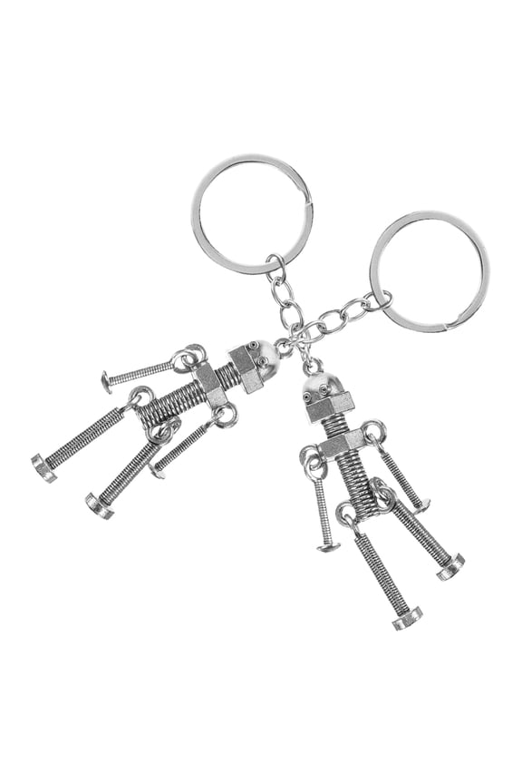 2 Pcs Robot Keychain Key Fob Keychain Decor Novelty Robot Key Ring Keychain Ornament Delicate Hanging Keychain