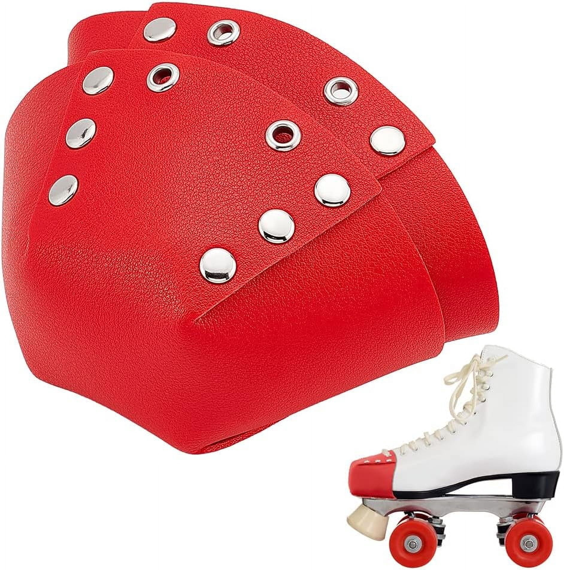 2 Pcs Roller Skate Toe Guards Red Ice Skate Blade Covers Leather Roller ...