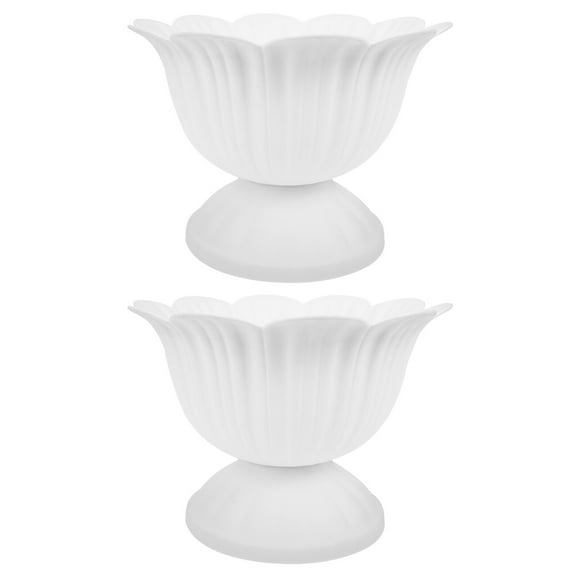 2 Pcs Roman Flower Pot Hanging Planter Tall Urn for Outdoor Plants Tray Decor White