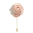 thumbnail image 1 of Uxcell Rose Lapel Pin for Men Suit with Leaf Chain Brooch Bean Pink, 1 of 6
