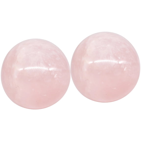 2 Pcs Rose Quartz Baoding Balls, 1.18 in, for Hand Exercise, Joint Comfort, Relaxation, Includes Wooden Base, Meditation & Finger Strengthening Tool