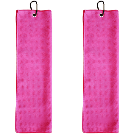 2 Pcs Rose Red Microfiber Golf Towel Set, Waffle Pattern, Quick Dry with Strong Absorption, Soft Durable Sports Cloth, Convenient Carabiner Clip for Golfing & Outdoor Activities