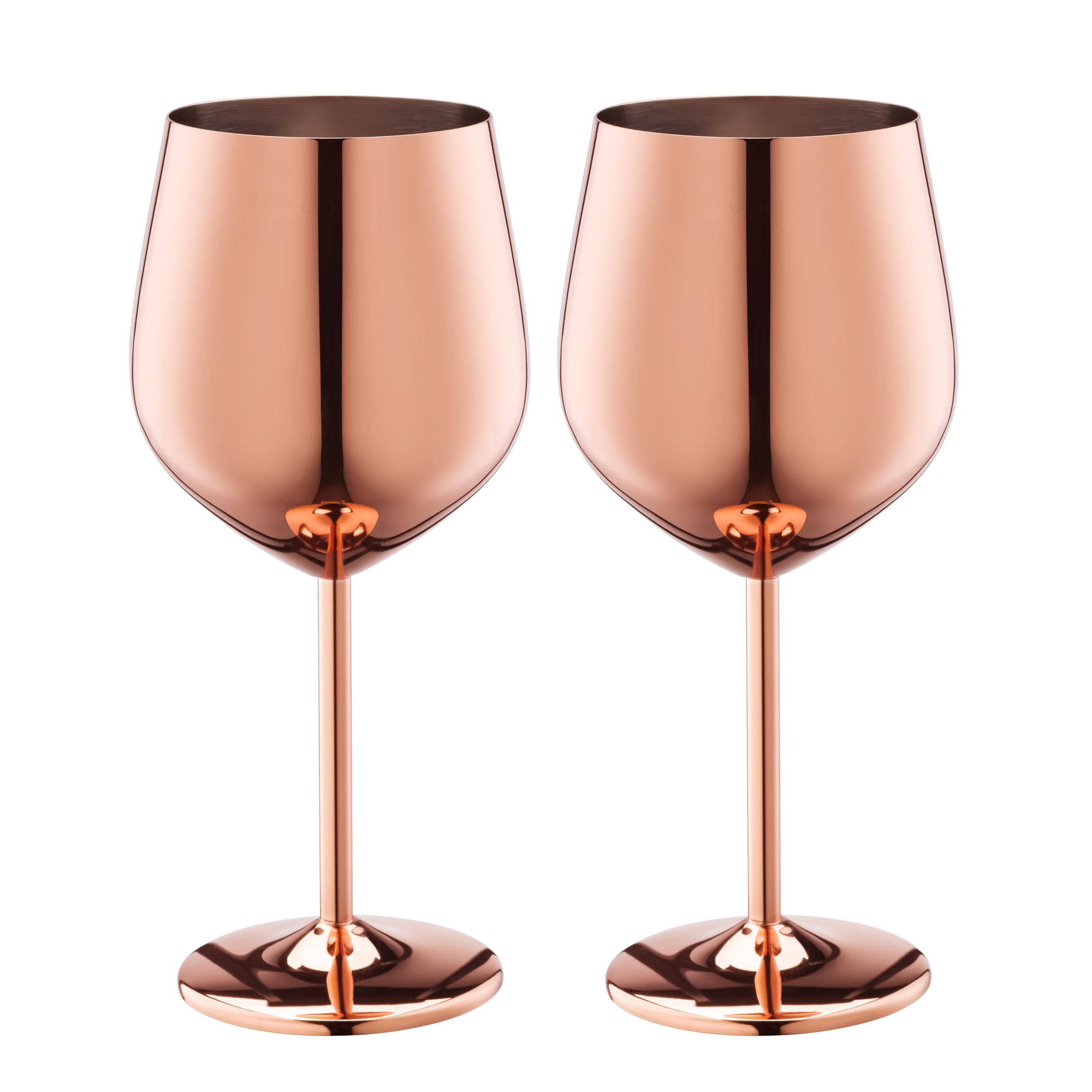 2 Pcs Rosegold 18oz Stainless Steel Wine Glasses, 18oz Unbreakable Metal Wine Glass