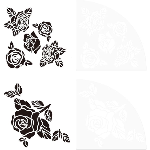 2 Pcs Roses Acrylic Sleeve Stencil Plastic Painting Stencil Reusable Art Templates Print Template Reusable Bleached Shirt Acrylic Sleeve Stencil for DIY Art Craft Clothes Decor Making DIY