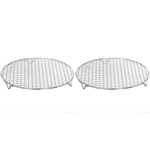 2 Pcs Round Canning Rack Stainless Steel with Legs 6.5 Inch Dia, Heavyweight Cross Wire Steaming Cooling Barbecue Rack, Carbon Baking Net Grill Pan Grate, Kitchen Accessories