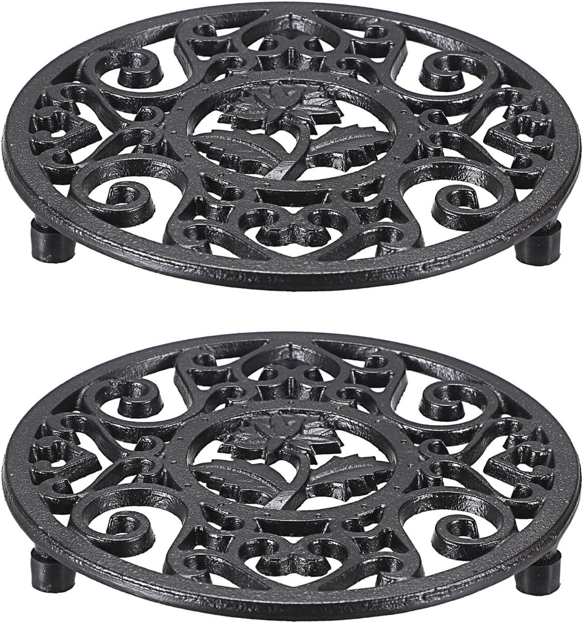 2 Pcs Round Cast Iron Teapot Trivet,Retro Tripod with Grain Pattern,Rustproof Hot Pot Holder Pads for Serving Hot Dishes,Anti-Scalding Creative Manual Pad (Black) - Walmart.com