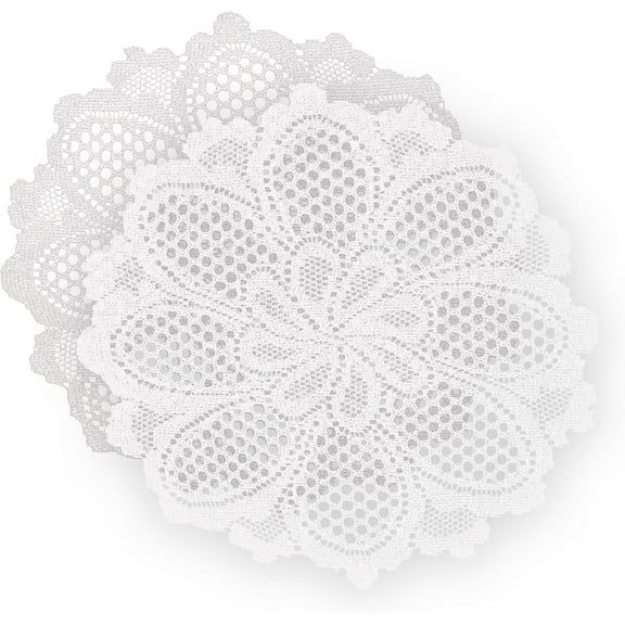 2 Pcs Round Lace Placemats for Tables Embroidered Vintage Crochet Floral Lace Table Runner Vintage Wedding, 15"