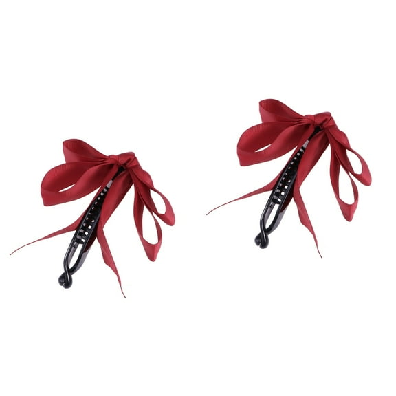 Set of 2 Red Round Teeth Hair Clips, Triple Layer Design, Size 11.60 x 3.90 x 2.50 CM