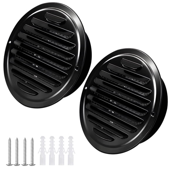 2 Pack 4 Inch Stainless Steel Vent Covers, Round Air Vent Hood with Screen for Wind Rain Protection, Easy Installation