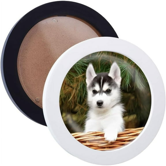 2 Pcs Round Wooden Photo Frame with Glass Cover Black White 5.5 Inch Inner Diameter Wall Hanging Circle Picture Frames Stylish Picture Display Frame for Home Office Gallery Wall Decor