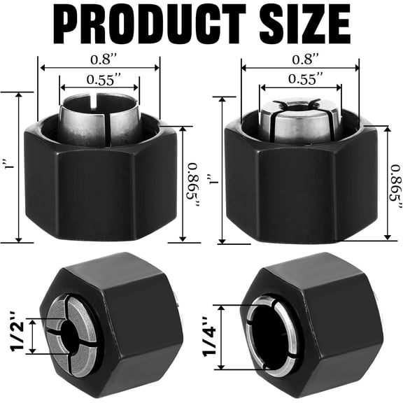 2 Pcs Router Collet Kit Replacement 1/4" and 1/2" Compatible with Dewalt Dw621 Dw616 Dw618 Dw622 Dw626 and 1613, 1617, 1618 Series Routers$$Tools & Hardware Other