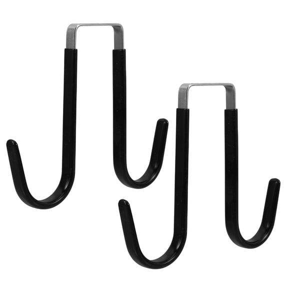 2 Pcs Rubber Dipped Door Rear Hook Hangers Hat Hooks Kids Child Black