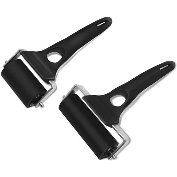 2 Pcs Rubber Roller Brayer, Heavy Duty Glue Roller Oil Painting Tools for Crafting Printmaking Ink and Stamping Wallpaper and Arts & Crafts (2inch and 3.15inch)