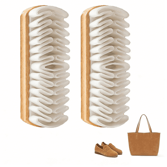 2 Pcs Rubber Shoe Brush,Suede Eraser & Brush for Shoes,Magic Rubber Shoe Brush Clearner, Easy to Clean, Safe for Shoes, Bags, Jacket, Purse, Sofa with Wooden Handle
