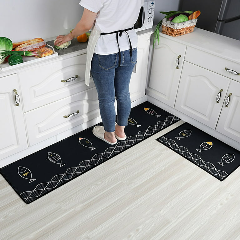Kitchen Mat 2PCS, Rubber Non-Skid Kitchen Rugs Washable, Absorbent