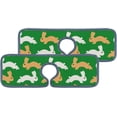 thumbnail image 1 of 2 Pcs SKYSONIC Faucet Absorbent Mat Rabbits On Green Washable Counter Drying Pads Behind Faucet for Kitchen Bathroom, 1 of 7